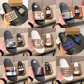 Sandalias antideslizantes de talón plano de moda transpirable casual de los hombres Burberry Cressit  