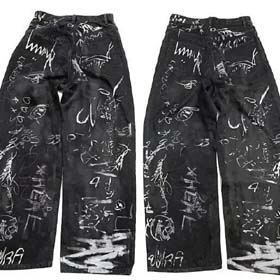 Balenciaga estilo parisino pintado a mano graffiti lavado par pantalones de denim casual-2449  