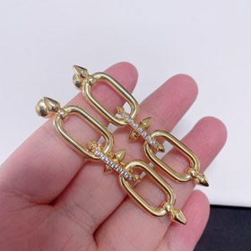 Tiffany diamante doble anillo cadena pendientes-4018  