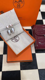 Hermès metal H carta pendientes de cuero blanco-3714  