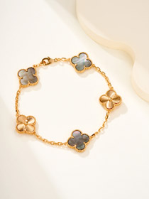 Van Cleef & Arpels Gris Madre de Perla pulsera de flores-3755  