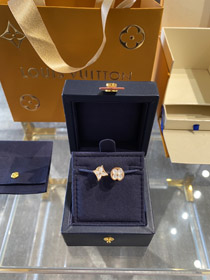 Louis Vuitton LV madre de perla blanco pendientes, clavijas de oído-3760  