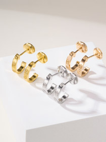 Cartier oro rosa, oro amarillo y oro blanco pendientes-3779  