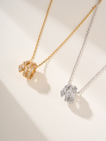 Bulgari hueso de serpiente completo collar de diamantes-3795  