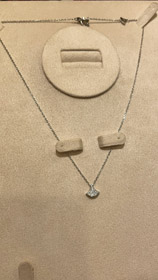 Bulgari pequeño ventilador completo diamante collar de oro blanco-3896  