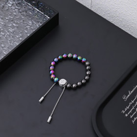 Louis Vuitton LV metal con cuentas grabadas letras y flores pulsera de cuentas de colores-4047  