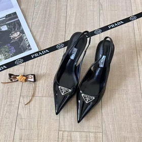PRADA cuero patente punta de la hebilla del dedo del pie estilo tacones altos-2961  