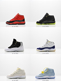 Jordan Air Jordan 11 zapato de baloncesto de niños de cuero de patente medio superior-4150  