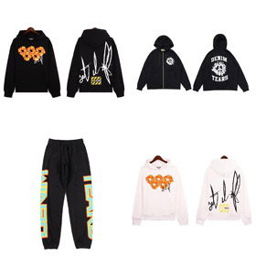 Lágrimas de denim Lágrimas de denim x OFFSET serie conjunta explosión llama Kapok impresión sudadera con capucha-4434  