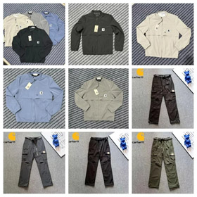Carhartt color sólido chaqueta suelta y pantalones-4787  