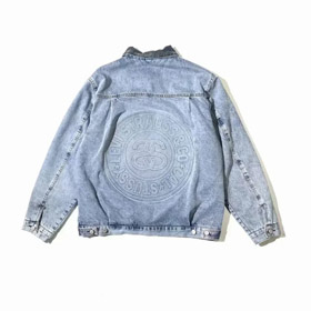 Chaqueta de denim colaboración Stussy x Levi con diseño de logotipo en relieve-4800  