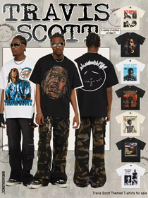 Travis Scott Vintage algodón puro doble hilo camiseta de manga corta-5097  