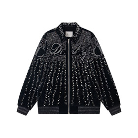 Dior nueva chaqueta de béisbol de terciopelo con todo-sobre hotfix strass adornos-5313  
