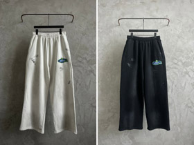 Balenciaga carta angustiada bordado pantalones de pierna recta-5450  