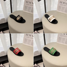 Moschino colorido cuero pie redondo sandalias planas-5657  