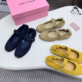 Miu Miu nuevo velcro zapatos de ballet planos elásticos-5732  