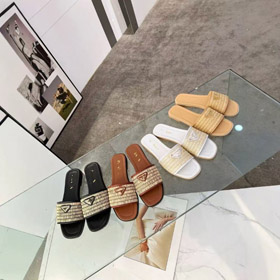 Prada nuevas sandalias de deslizamiento planas tejidas artesanales-5737  