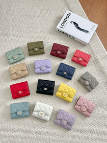 Chanel triple compacto acolchado soporte de tarjeta-5796  