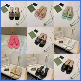 Gucci Burberry nueva moda de verano clásico bordado tacón plano sandalias ligeras-2340