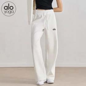 ALO Yoga pantalones para mujer con cuerda, versátil, cintura alta, recto, suelto, casual, piernas an