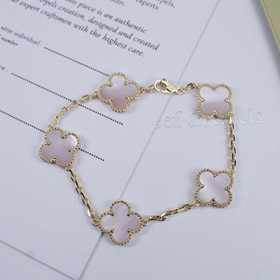 Van Cleef & Arpels pulsera de cinco flores cáscara rosa hermosa-3527
