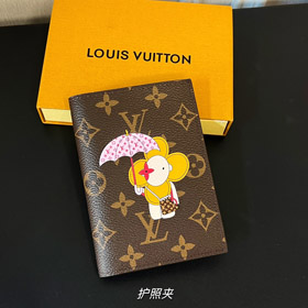 Louis Vuitton LV alfabeto animal patrón pasaporte titular-3529