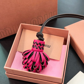 miumiu cuero borla flor bolsa cuerda colgante-3541