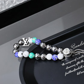 Louis Vuitton LV colores cuentas letras costura pulsera floral con cadena de metal-3557