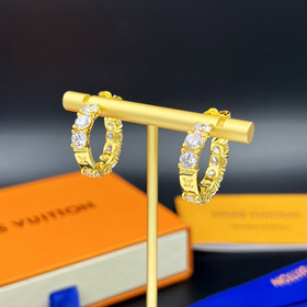Louis Vuitton LV pendientes de diamante completo redondo corte zircón pendientes-3573
