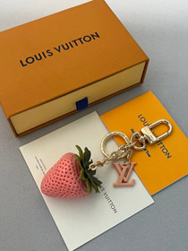 Louis Vuitton LV rojo rosa fresa bolsa decoración llavero colgante-3580