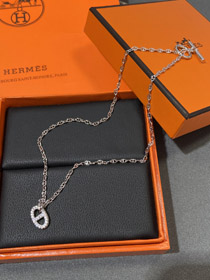 Hermes cerdo nariz completo collar de diamantes-3613