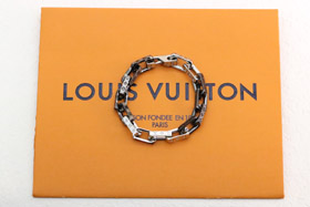 Louis Vuitton LV plata a rayas y costura negra pulsera de bambú templado-3627