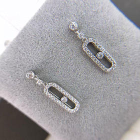 Messika Louis Vuitton LV diamante único talco pendientes-3665
