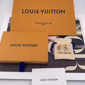 Louis Vuitton LV cuadrado diamante colgante completo diamante letra pendientes-3673  