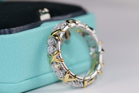 Tiffany línea completa cruz de diamantes X anillo-3675