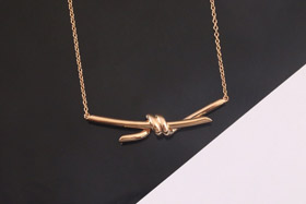 Tiffany rosa oro arco collar cadena clavicular-3677