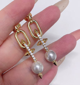 Tiffany diamante perla remache pendientes-3679
