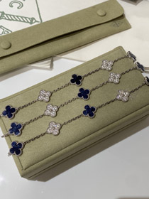 Van Cleef & Arpels oro blanco azul natural cinco patrón piedra pulsera de diamantes-3686