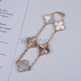 Van Cleef & Arpels White Madre de la perla pulsera de la flor láser-3689