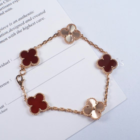 Van Cleef & Arpels rojo ágata láser pulsera de flores-3690