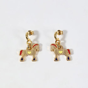 Hermes pendientes de esmalte rojo-3712