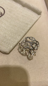 Hermes cerdo nariz tres capas cadena de plata abierta anillo-3713