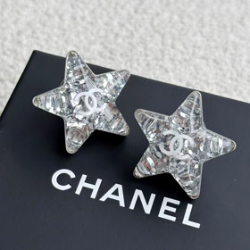 Pendientes Chanel blanco doble c lenteleillas de plata acrílico estrella pendientes-3744
