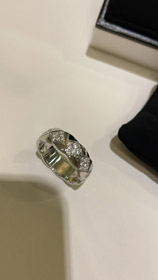 Chanel diamante patrón oro blanco anillo-3753