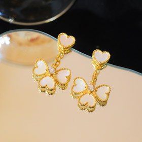 Van Cleef & Arpels corazón borde diamante madre de perla pendientes collar-3768