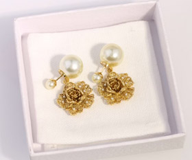 Dior grandes y pequeños pendientes de perla de peonía-3771  