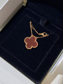Van Cleef & Arpels cuatro hojas trébol oro rojo obsidiana ancho collar-3790