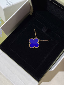 Van Cleef & Arpels cuatro hojas trébol oro azul obsidiana ancho collar-3791
