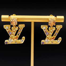 Louis Vuitton LV carta diamante pendientes-3799