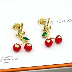 Louis Vuitton LV metal cereza carta pendientes-3820